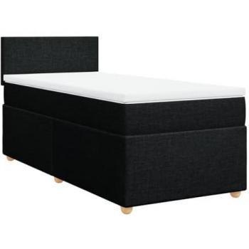 Cama box spring con colchón tela negro 100x200 cm