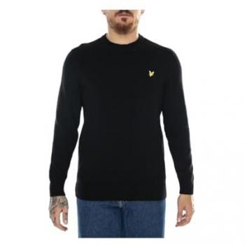 Lyle & Scott Men's Stylish Black Crew Neck Sweater with Shoulder Detail Size S