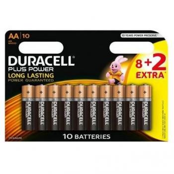 Duracell Plus Power AA Alkaline Batteries LR06, Pack of 8+2