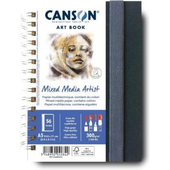 Cuaderno Canson Mix Media Artist 14,8x21 (retrato) 28h 300g grano fino