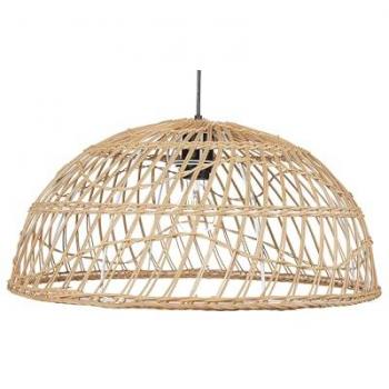 Lámpara de techo colgante de ratán beige natural 123 cm con pantalla abierta estilo Boho para comedor y sala de estar