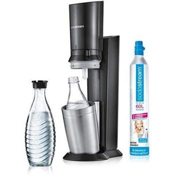 Máquina de Soda SodaStream Crystal 2.0 - Metal Titanio con 3 Botellas de Vidrio