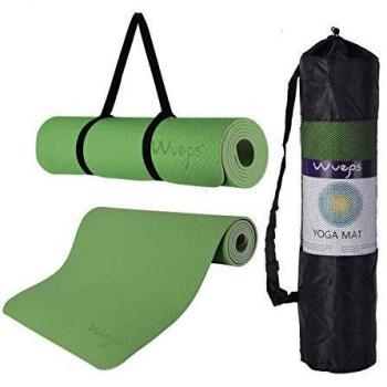 esterilla deporte, esterilla yoga Wueps, incluye correa de hombro y bolsa de transporte, ideal para realizar deporte en casa, yoga mat, esterilla yoga antideslizante,