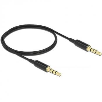 Cable de audio 3,5 mm 4 pines ultra delgado 0,5 m negro