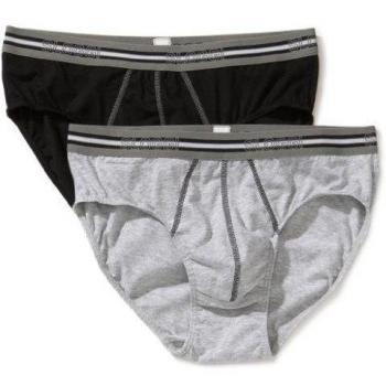 Mens 2 Pair Sloggi Incontro cotone Midi Slip In Black & Grey, Nero / Grigio, Taglia produttore: 8