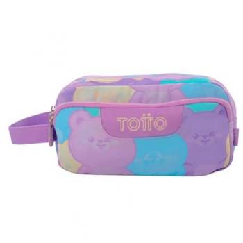 Estuche Escolar Agapec - Teddy, 3 Compartimentos, Grande, Dimensiones 23 x 11.5 x 10.5 cm, Asa Lateral, Tiradores Ergonómicos con PVC, Tejido Resistente