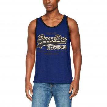 Superdry Premium Goods Ribed, Camiseta Deportiva de Tirantes para Hombre, Azul