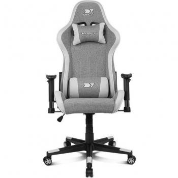Drift Gaming DR90 Pro Silla Profesional Gris/Blanca - Asiento Acolchado, Tejido Transpirable, Reposabrazos 2D, Pistón Clase 4, Cojín Lum