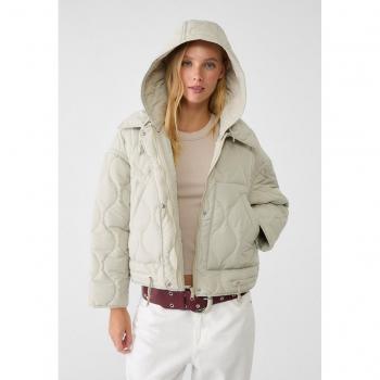 Stradivarius Ice-Colored Hooded Puffer Jacket L