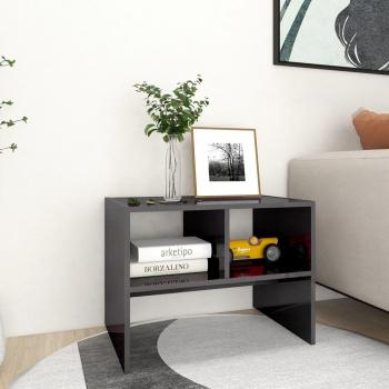 Mesa auxiliar de madera multicapa gris pulido 60x40x45 cm