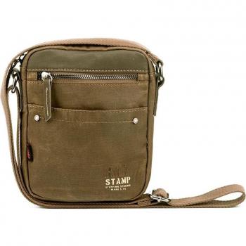 STEPPING STRONG STAMP - Bolso bandolera de hombre en lona encerada de color kaki