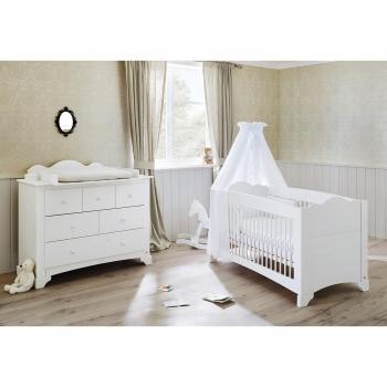Set de Muebles para Bebé Pino Ancho 2 Piezas (Cuna 70x140 cm y Cambiador) - Hecho en Europa