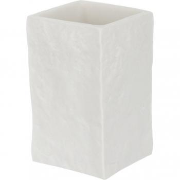 Vaso de poliresina efecto piedra - blanco y negro, vaso para baño cuadrado poliresina blanco y negro