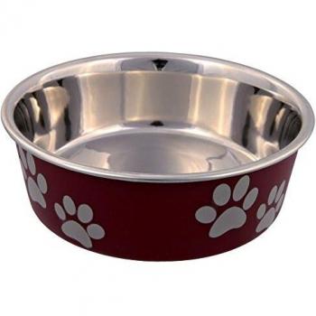 TRIXIE Comedero Acero Inox, Recubrimiento Plástico, 2.0 l, ø23 cm, Perro