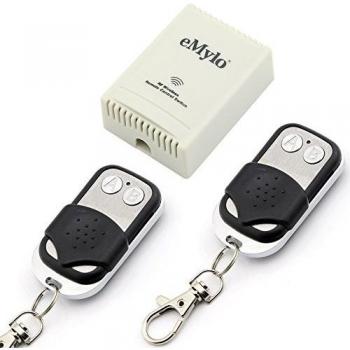 eMylo AC 220V-230V-240V 10A 1000W 2 canales Interruptor de control remoto inalámbrico RF Módulo de relé RF Interruptor de aprendizaje autoblocante DIY para lámpara/puerta de garaje/persiana enrollable