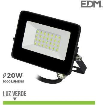 Foco proyector LED 20W 1000lm luz verde 12x8,8x2,4cm EDM Black Edition