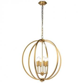 Plafón Colgante Esférico Corinne de 6 Luces en Latón Bruñido