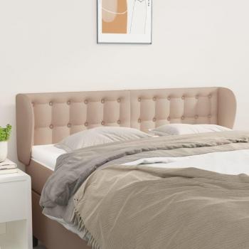 Cabecero de Cama con Orejas en Cuero Sintético Color Capuchino 147x23x78/88 cm