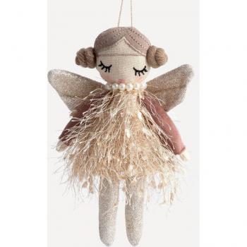 Colgante Ángel Brillante de Navidad con Detalles de Purpurina