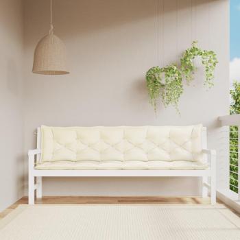 vidaXL Cojines de Banco de jardín 2 piezas Tela Oxford blanca crema 200x50x7