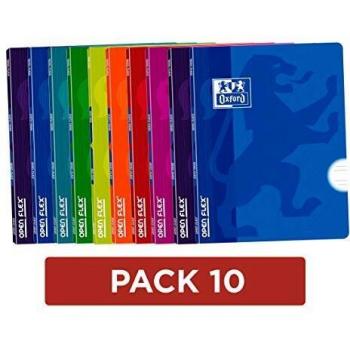 Libretas Oxford Tapa plástico. Pack de 10 unidades. A4. 48 hojas. Pauta 3,5mm.