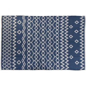 Alfombra DKD Home Decor Azul Blanco Árabe 120 x 180 x 1 cm, algodón, reversible, 1300 gr