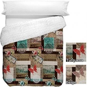 COLCHA DE VERANO - COPRILETTO NAIROBI, Color Turquesa, Medida Cama 105 · 205x...