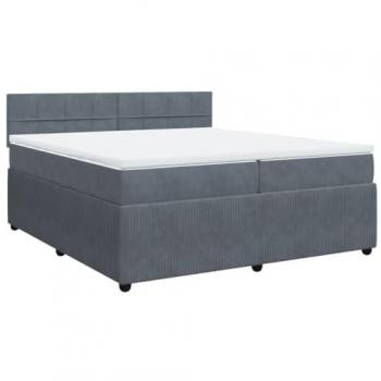Cama box spring con colchón terciopelo gris oscuro 200x200 cm