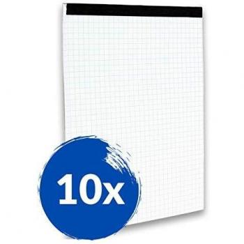 Landre 100050636 - Bloc de notas sin tapa DIN A5 50 hojas cuadriculado microperforado acabado grisáceo, 10 unidades
