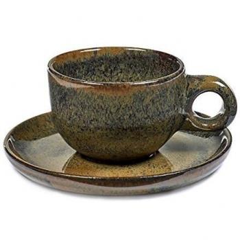 Taza de café con plato bajo, color gris, 13 cl.