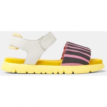 CAMPER Oruga - Sandals for Girls - Pink, Grey, White, size 30, Cotton fabric/Smooth leather; CAMPER Oruga - Sandals for Girls - Pink, Grey, White, size 12, Cotton fabric/S