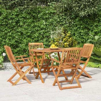 Juego de comedor de jardín 5 piezas madera maciza de acacia marrón