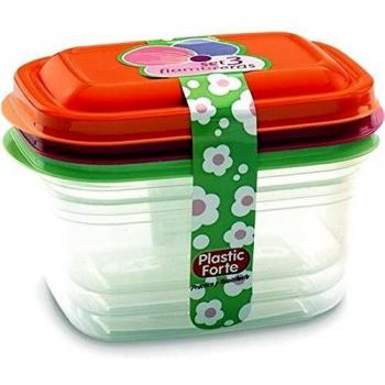 Plastic Forte 94870 Fiambreras, Glass, Multicolor, 250 ml, 3