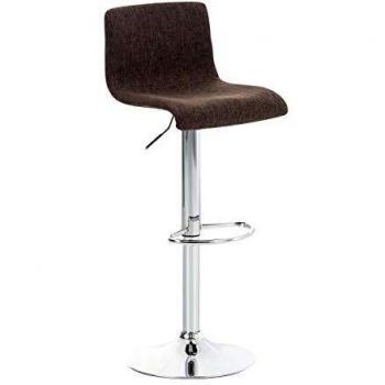 Taburete de Bar Hoover de Tela y Metal, Ajustable 59-80 cm, con Respaldo y Reposapiés, Giratorio 360°