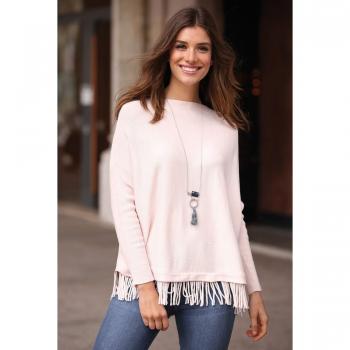 VENCA Jersey Escote Barco y Manga Larga Mujer by Vencastyle - 018580,Rosa Nude,3XL
