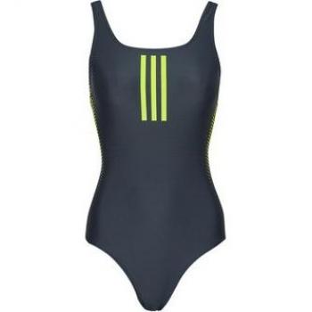 Bañador Adidas Rubber Graphic 3 Bandas Azul Oscuro Verde Mujer - Talla 34