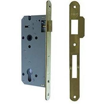 Serratura Infilare para Puerta de Madera 52x, Entrada 50mm, Borde Redondeado, Latón Brillante