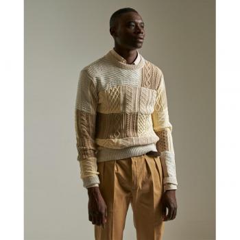 PuroEGO Jersey Hombre Patchwork Jacquard Beige