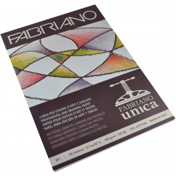 Bloc de papel Fabriano Unica A3 250g/m2 - 20 hojas, blanco, ideal para técnicas secas