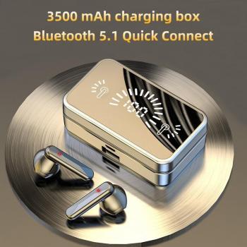 Auriculares Inalámbricos Bluetooth 5.1 9D HIFI Estéreo Deportivos Impermeables con Caja de Carga de 3500mAh Negro
