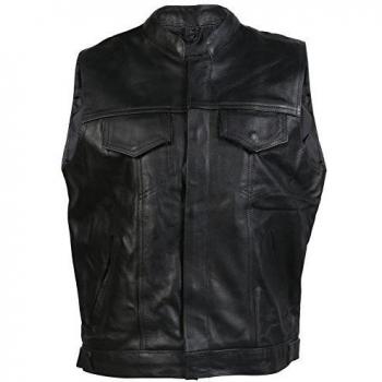New Mens 'Sons of Anarchy' Style Full Grain Quality Leather Biker Waistcoat - All Sizes