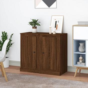 Aparadores 2 uds madera contrachapada color marrón roble 37,5x35,5x67,5 cm Mueble de Almacenaje de Salón con Armarios y Cajón de Madera Buffet para salón