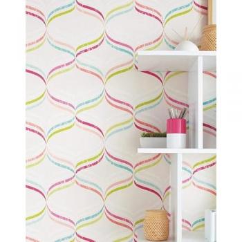 Papel Pintado Vinílico Lavable Geométrico Moderno Texturizado de Color Alegre y Juvenil - Rollo de 10 m x 0,53 m