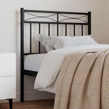 Cabecero de metal negro 80 cm con diseño moderno, estructura resistente, acabado en pintura negra mate, compatible con camas de tamaño estándar y fácil instalación
