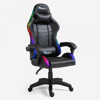 Silla Gaming Ergonómica con Cojín Lumbar y LED RGB The Horde