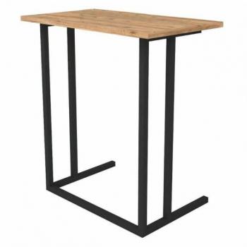 Mesa Auxiliar de Salón Miroytengo en Negro y Roble Safir 60x65x36 cm, Melamina - Metal Negro - Madera Claro