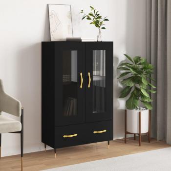 Aparador alto de madera de ingeniería negro 69,5x31x115 cm - Mueble de Almacenaje de Salón, Buffet para salón, Armario Auxiliar, Armario de Almacenamiento