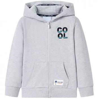 Sudadera infantil con capucha y cremallera gris 104