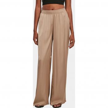 Urban Classics Women's Soft Taupe Satin Wide Leg Pants