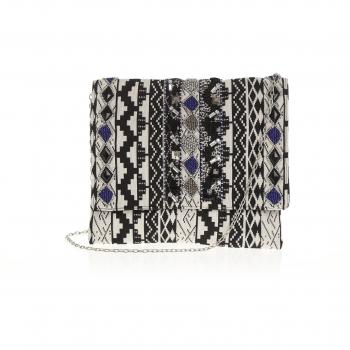 VENCA Bolso cadena de eslabones metálicos mujer by VencaStyle - 014737,BLANCO/NEGRO,UNICA